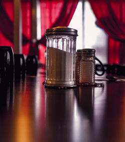 Close-up of wine glass on table