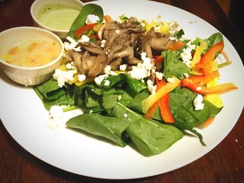 Close-up of food served in plate