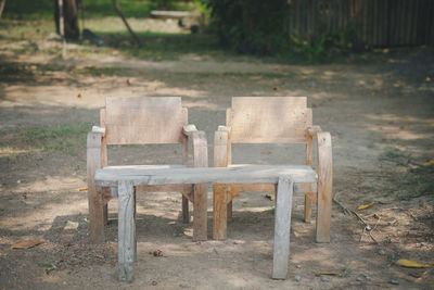 Empty bench in park