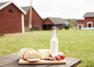 Breakfast on table at farm