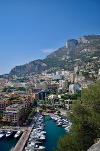 High angle view of city at waterfront