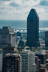 High angle view of buildings in city