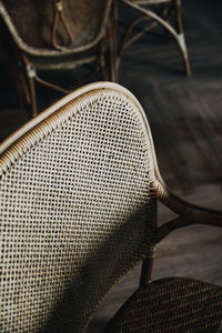 High angle view of empty chair