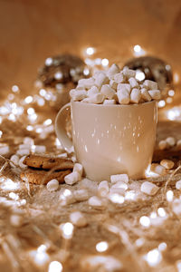 Close-up of christmas decoration on table