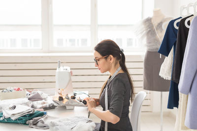 Woman working on table