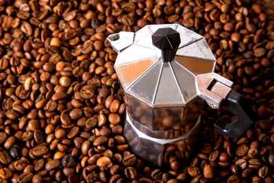 High angle view of coffee beans