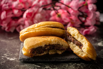 Close-up of bread on table