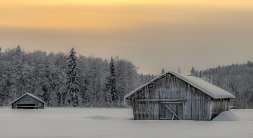 House against sky during winter