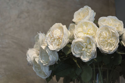 Close-up of white rose bouquet