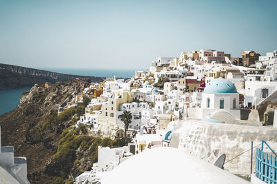 Panoramic view of sea against clear sky