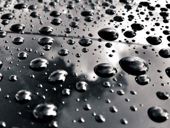 Close-up of water drops on glass