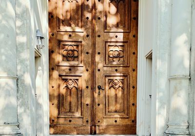 Closed wooden door