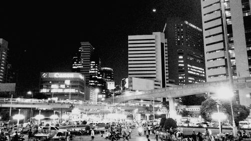 Illuminated buildings at night