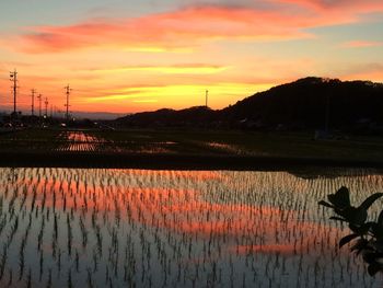 Scenic view of landscape at sunset