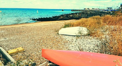 Scenic view of beach against sky