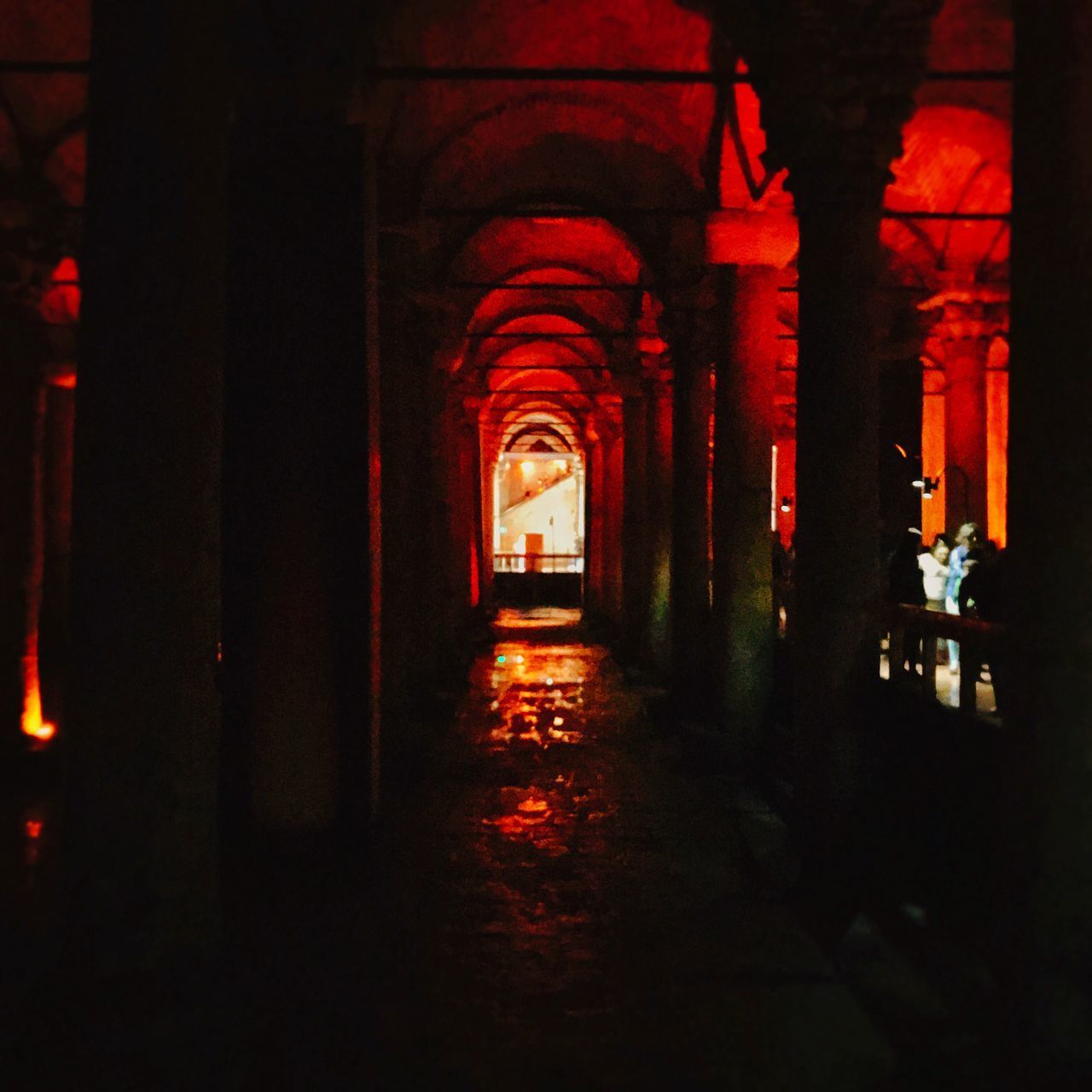 EMPTY CORRIDOR OF BUILDING WITH LIGHT