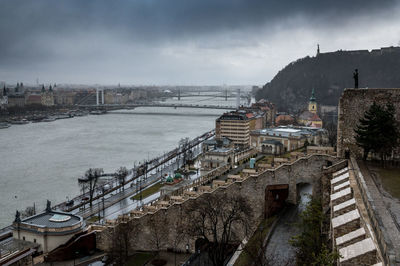 High angle view of bridge over river