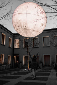 Low angle view of illuminated street light