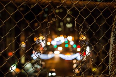 Full frame shot of illuminated chainlink fence