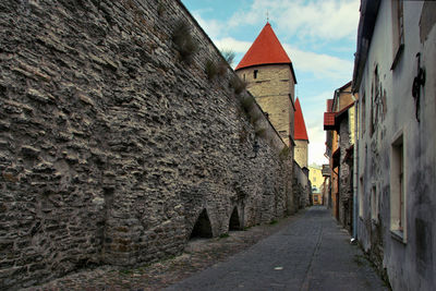 Narrow alley amidst old buildings