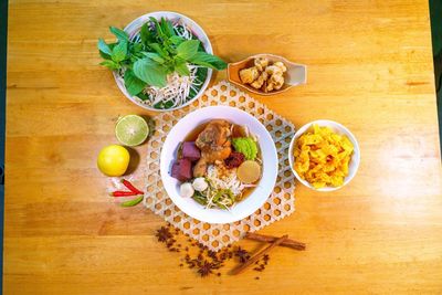 High angle view of food on table