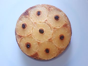 High angle view of cake slice in plate