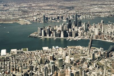 High angle view of city buildings