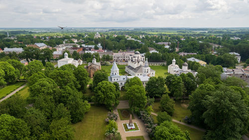 High angle view of townscape against sky