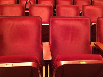 Full frame shot of red seats in movie theater