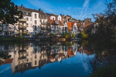 Reflection of buildings in water