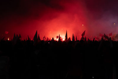 Crowd during the independence day march in warsaw, poland. 11.11.2021