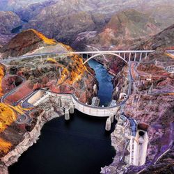 High angle view of hoover dam