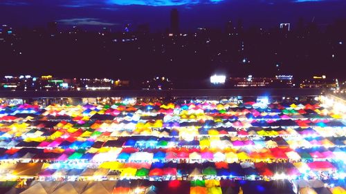 Illuminated city at night