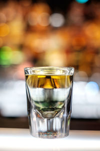 Close-up of beer in glass