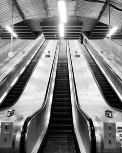 Low angle view of escalator at subway station