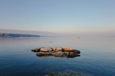 Scenic view of sea against clear sky