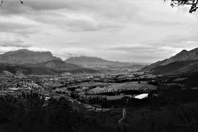 High angle view of townscape against sky