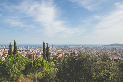 High angle view of buildings in city