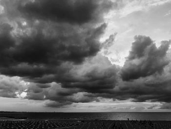 View of storm clouds over sea