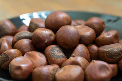 High angle view of eggs in container on table