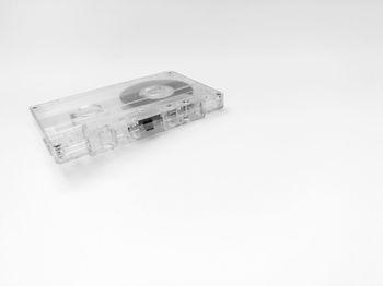 Close-up of toy car on white background