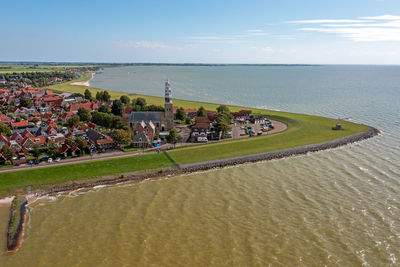 High angle view of sea against sky