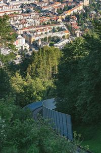High angle view of buildings in city