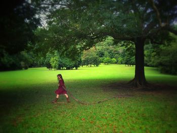 Woman walking in park