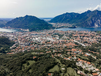High angle view of townscape against sky