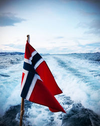 Norwegian flag on a boat trip 