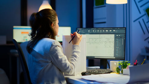 Woman working on table