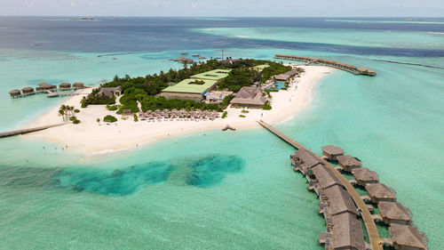 High angle view of beach in maldives islands