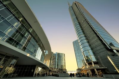 Low angle view of modern building against sky