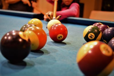 Close-up of balls on table